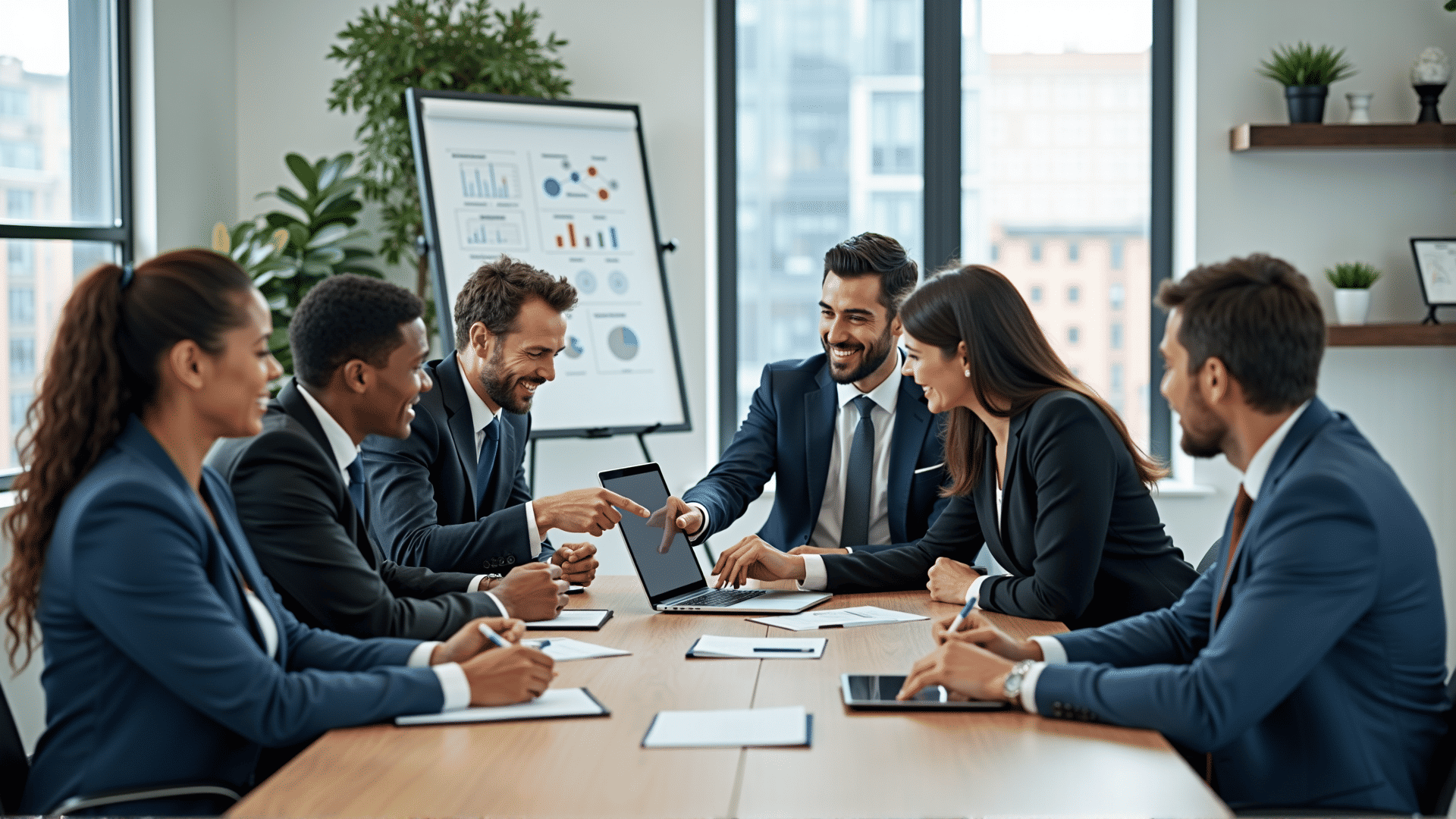 Business meeting discussing strategy