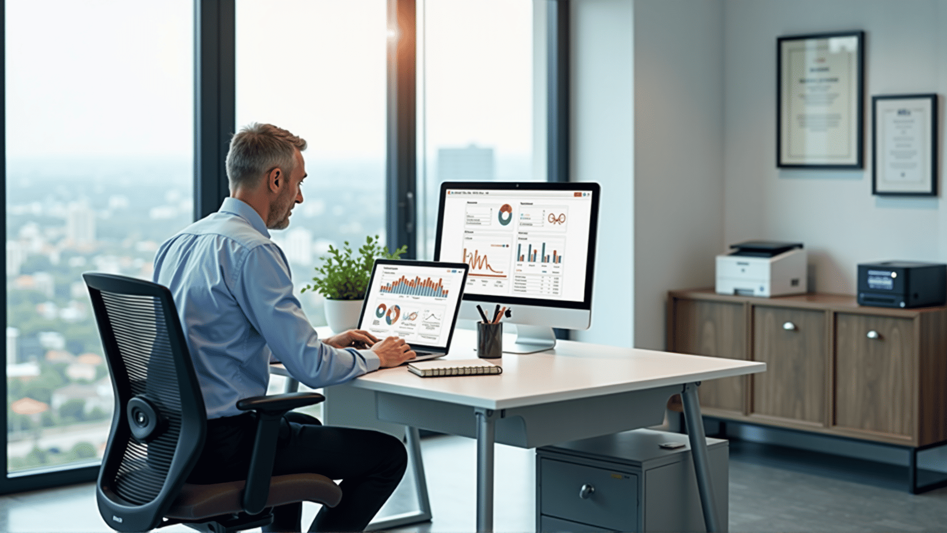 Manager reviewing employee performance metrics