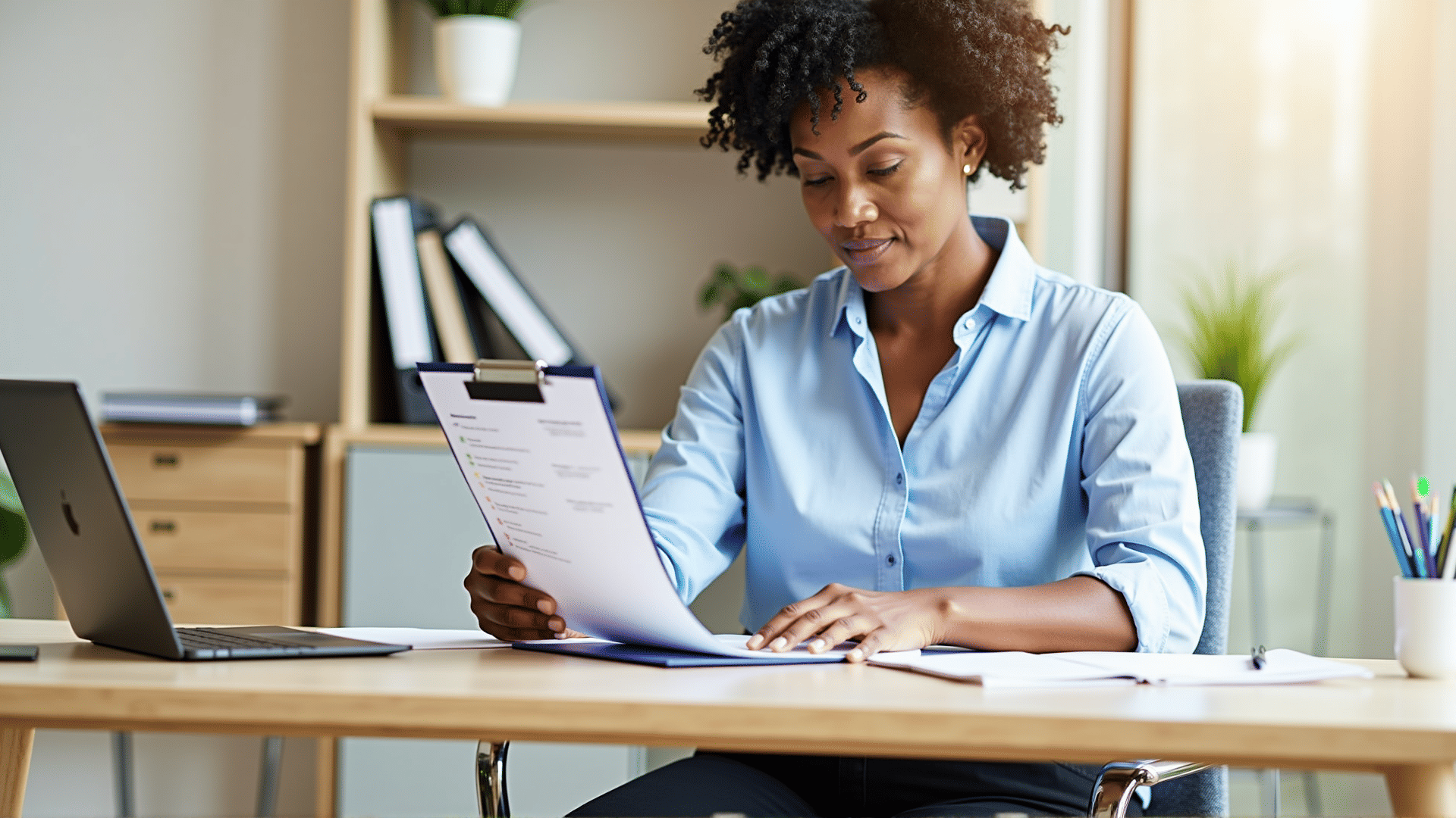 HR professional with compliance checklist